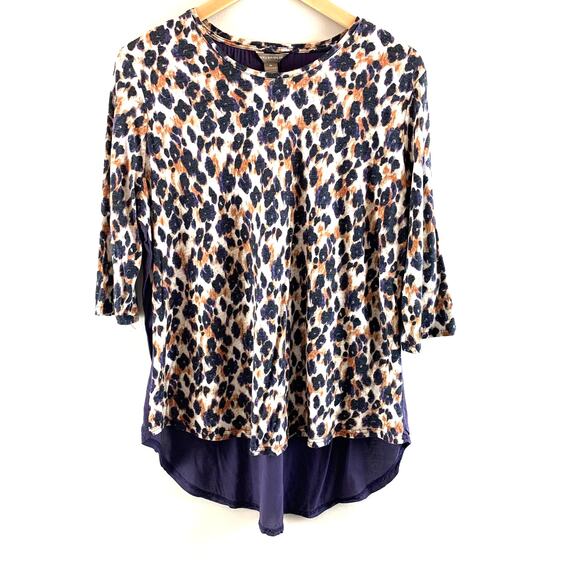 Bit Bridle Purple Cheetah Animal Leopard Print High Low Tunic Top Blouse Shirt M - Picture 1 of 6